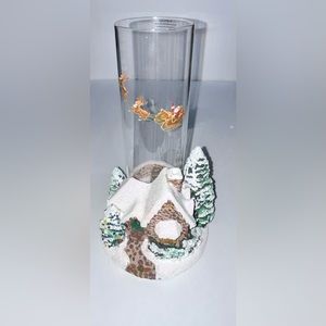 2005 Thomas Kinkade Memories of Christmas Teleflora Candlestick Candle Holder